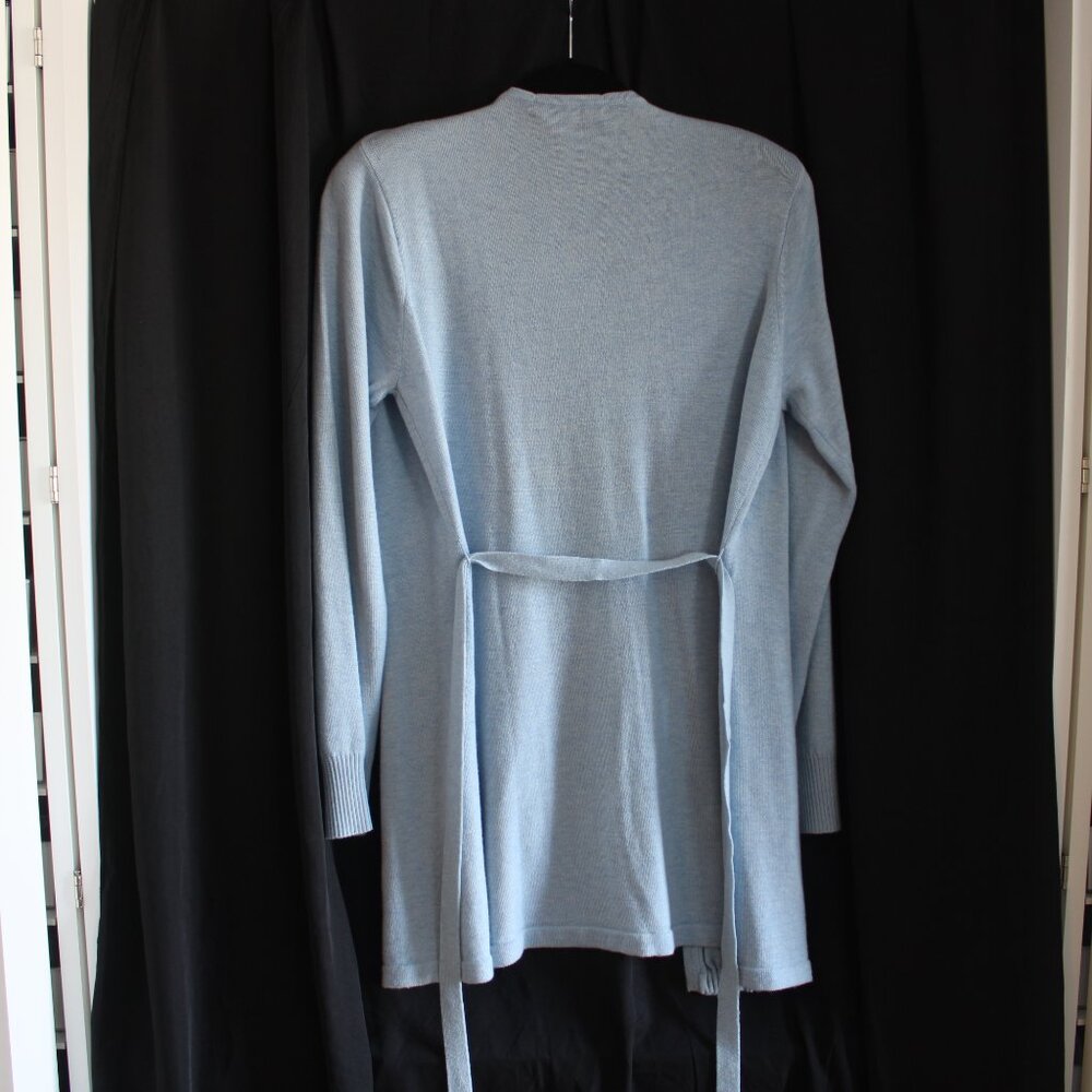 Peter Millar Long Cashmere Cardigan Sweater with Tie Light Blue XL New - Picture 5 of 11